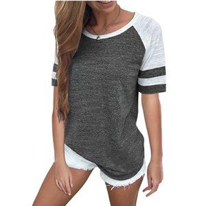 Yidarton Sporty gray and white tee size small